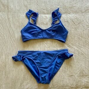 No Boundaries Periwinkle Bikini Set with Ruffles Size Large